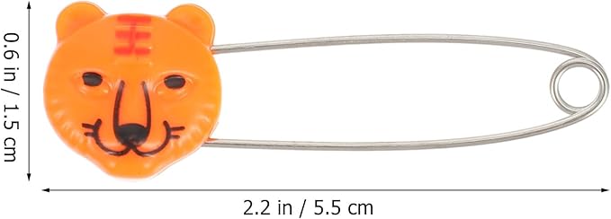 Baby Diaper Pins for Cloth Diapers 2.16 Inch Long Safety Pins with Plastic Head Adjustable Animal Design Fasteners for Newborns and Toddlers Secure Diaper Holders