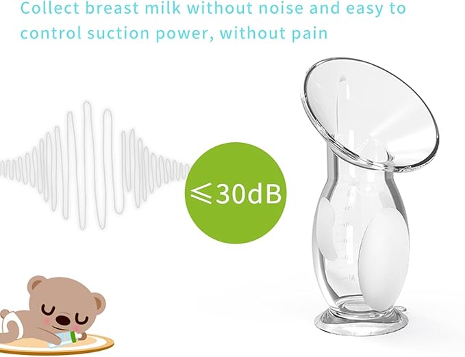 Silicone Manual Breast Pump - 4oz/100ml Capacity, Food Grade, Soft Bottle for Gentle Breast Milk Collection