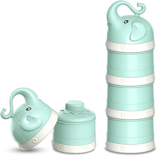 Baby Milk Powder Formula Dispenser,Large Capacity，Non-Spill Twist-Lock Stackable Milk Powder Formula Container and Snack Storage for Travel,Powder Leakage Free,BPA Free,3 Compartment，GREEN