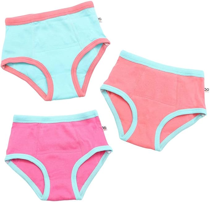 ZOOCCHINI Toddler 3-Pack Potty Training Pants - Soft Organic Cotton Underwear with Absorbent Padding and Fun Designs, Ocean Gals, 2-3 Years