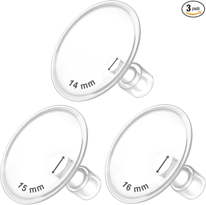 Maymom MyFit Flanges Crater Goldie Pack 14 15 16 mm Compatible with Medela Breast Pumps and Maymom Wide Base and Narrow Base Connectors