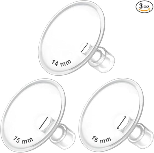 Maymom MyFit Flanges Crater Goldie Pack 14 15 16 mm Compatible with Medela Breast Pumps and Maymom Wide Base and Narrow Base Connectors