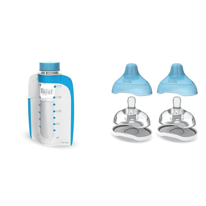 Kiinde Twist Pouch Direct-Pump Direct-Feed Twist Cap Breast Milk Storage Bags for Pumping & Twist Active Latch Nipples for Breast Milk