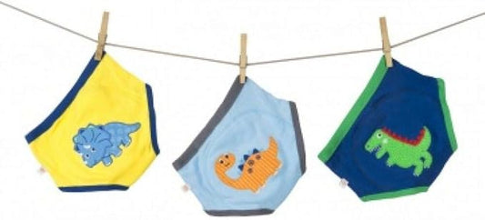 ZOOCCHINI Toddler 3-Pack Potty Training Pants - Soft Organic Cotton Underwear with Absorbent Padding and Fun Designs, Jurassic Pals, 3-4 Years