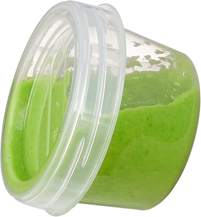 Elegant Disposables Baby Food Storage Containers 24 Pack, 4 ounce Colored Twist on Lids, Plastic, 1/2 Cup Small Freezer Storage Container
