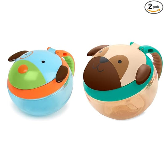 Skip Hop Baby Snack Container Dog and Pug Zoo Snack Cups, Set of 2