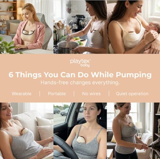 Playtex Baby Electric Breast Pump (H15 Wearable Model), Hands-Free in-Bra Pump, 3 Modes, 12 Levels, Quiet Operation, 180ml Capacity