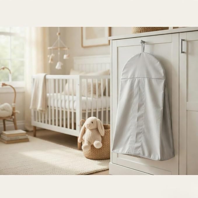 EVERYDAY KIDS Hanging Nursery Diaper Storage Organizer Portable Foldable Diaper Caddy Stacker, Machine Washable and Roomy Space - Gray Diaper Stacker