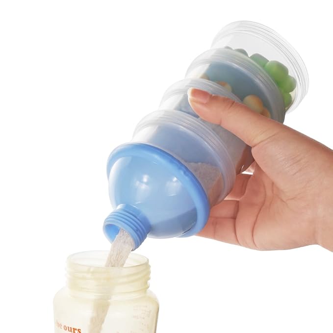 Accmor Formula Dispenser On The Go, 4 Compartments Stackable Formula Container for Travel, Baby Milk Powder Kids Snack Container, BPA Free ﻿