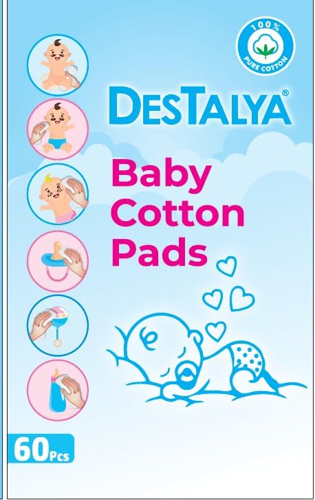 Destalya Baby Cotton Pads 360 Count (6x60) – 100% Cotton Maxi Squares for Diaper Change & Sensitive Skin, Soft, Lint-Free, Large Pads for Baby Care & Cosmetic Use (Maxi Pads 360)