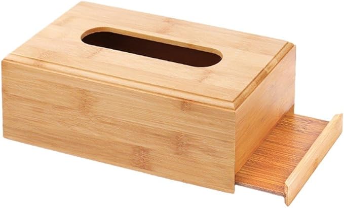 Bamboo Wooden Tissue Dispenser Box Rectangle Tissue Holder Standard Tissue Box Cover -Wet Wipe Case Baby Wipe Holder - Napkin Holder for Table