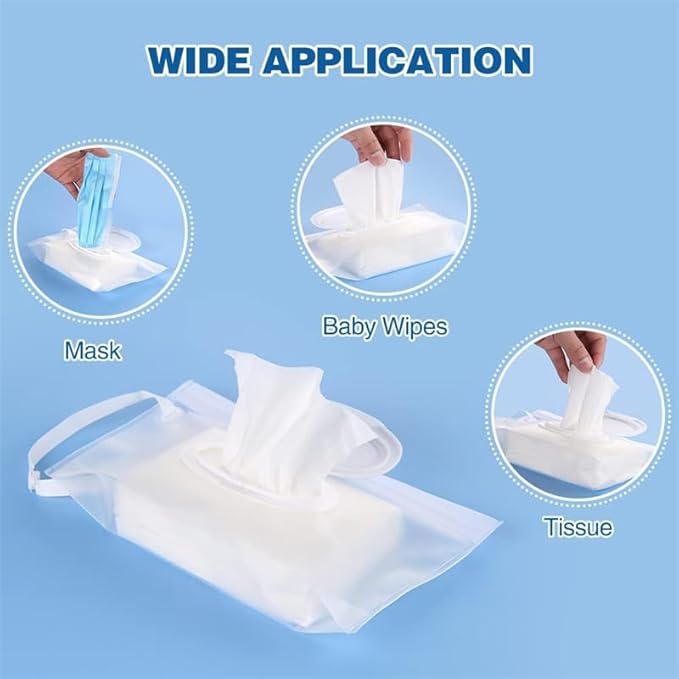 1/3Pcs Refillable Reusable Wet Tissue Holder Baby Wipes Pouch Dispenser Container Bag for Travel Stroller (3Pcs)