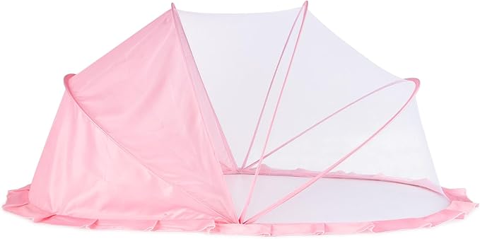 Folding Crib Net Mosquito Net for Baby – Kids Mosquito Netting Mesh Crib Canopy, Crib Blackout Cover with Shade Cover for Toddler Sleeping Outdoors, Travel Portable Baby Bed Tent, Pink, 36x22inch