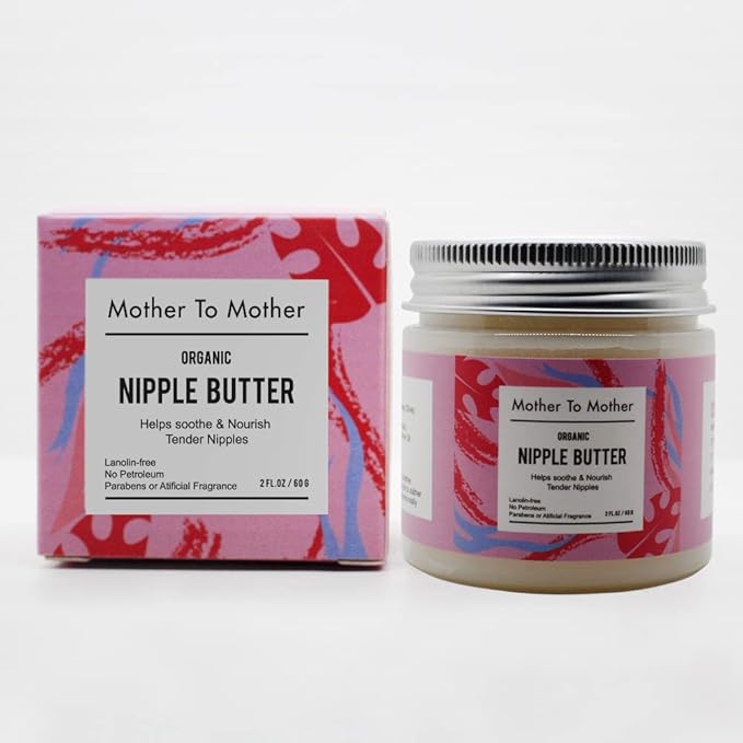 Organic Nipple Butter Breastfeeding Cream by Mother To Mother | Lanolin-Free, Safe for Nursing & Dry Skin, Non-GMO Project Verified, 2 FL oz, White, 2 Ounce