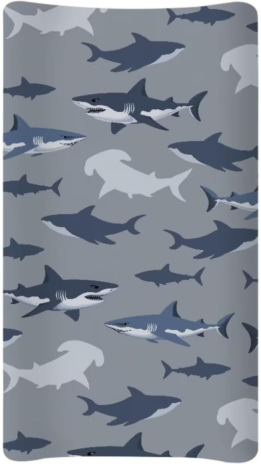 Sharks Changing Pad Cover Waterproof Diaper Changing Cover Durable Breathable Soft Universal Tray Table Mat Infant/Toddler