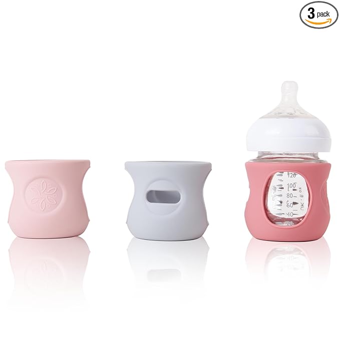 3 Pack Silicone Sleeve for Avent Natural Glass Baby Bottles, Compatible Philips Avent Glass Natural Baby Bottle 4oz