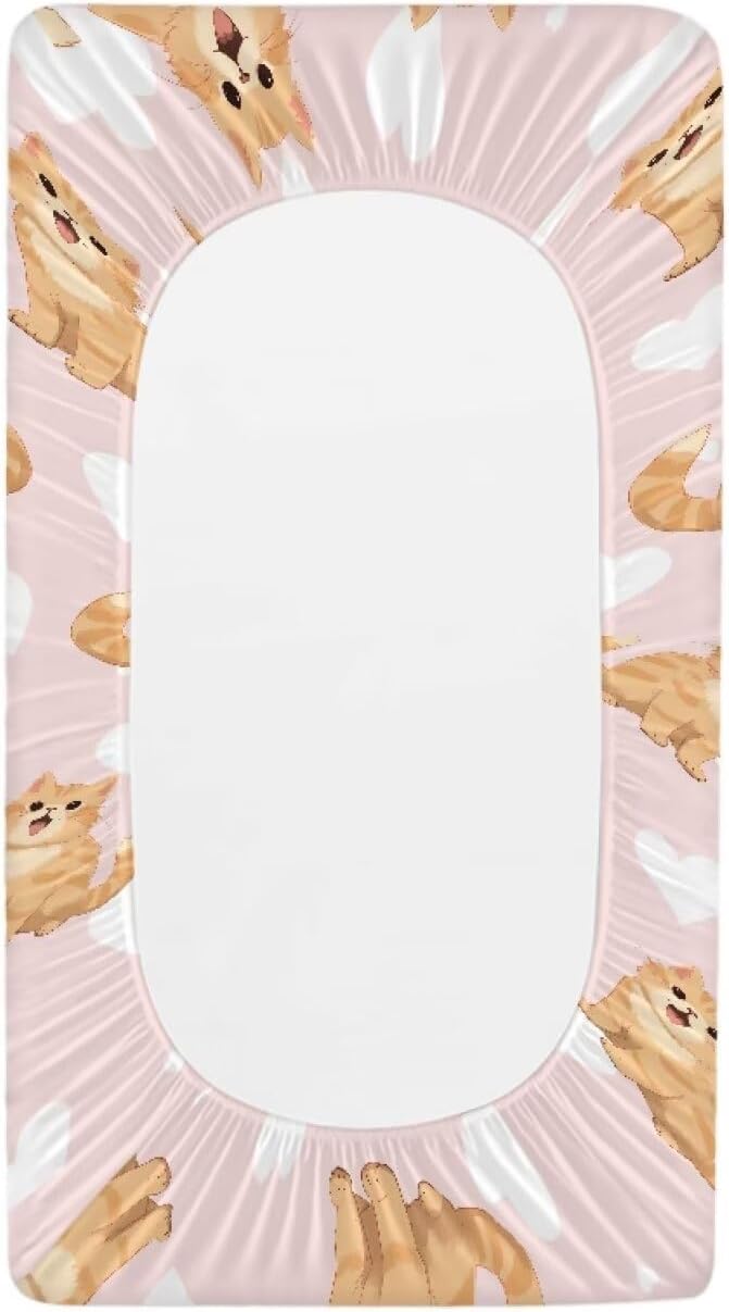 Cartoon Cats Changing Pad Cover for Baby Stretchy Changing Table Cover Breathable Diaper Changing Mat Cover Fit 32"x16" Contoured Pad