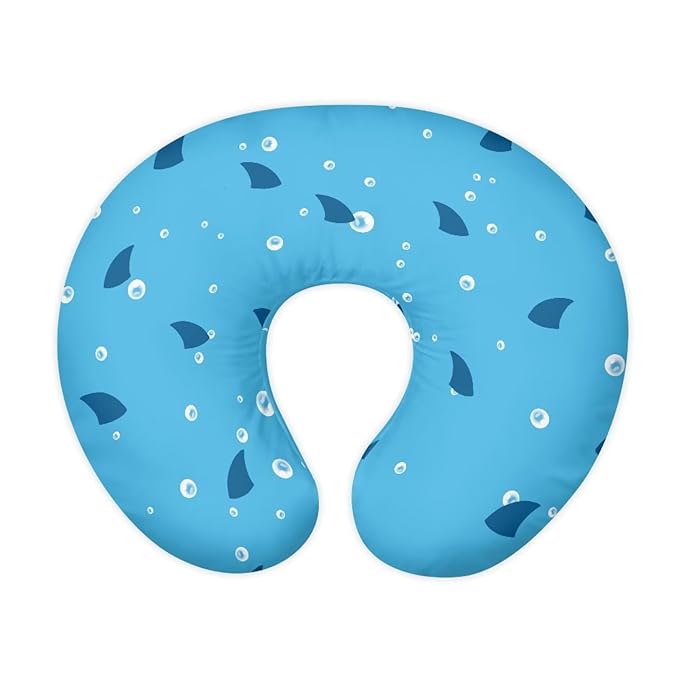 Blue Shark Nursing Pillow Cover, Breastfeeding Pillow Slipcover for Baby Boys & Girls, Soft Nursing Pillow Case for Newborn, Washable & Breathable