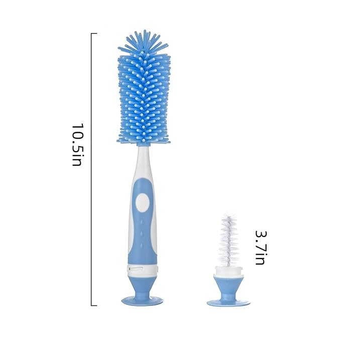 Chemimoso Multifunctional Cleaning Brush, Baby Bottle Brush, Bottle Brush Cleaner, Rotate the Suction Cup to Obtain the Small Bristle Brushes, Set Z, Pink, Silicone and Nylon Brush
