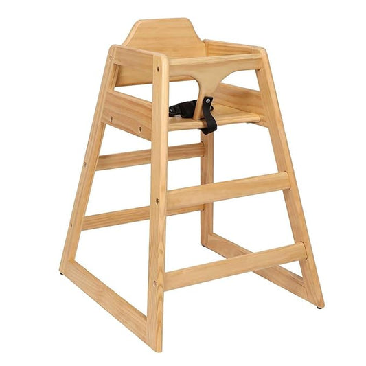 LZMS Wooden Highchair for Babies & Toddlers - Skin-Friendly,Rounded Edges,Safety Belt,Stackable,Reinforced Frame Baby Seat | Natural Finish Dining Chair for Little Ones(Oak Color)