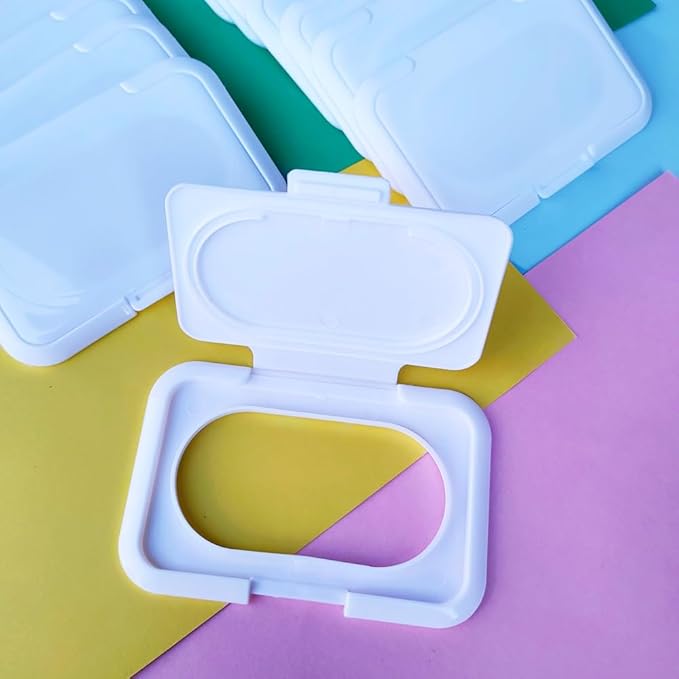5 Pack Baby Wipes Flip Lid Reusable Adhesive Sticky Dispenser Cover Non-Drying Cap for Child Water Wipe Packs Bag Package Portable Pouch Travel Wet Tissues Paper Towel Holder Countainer
