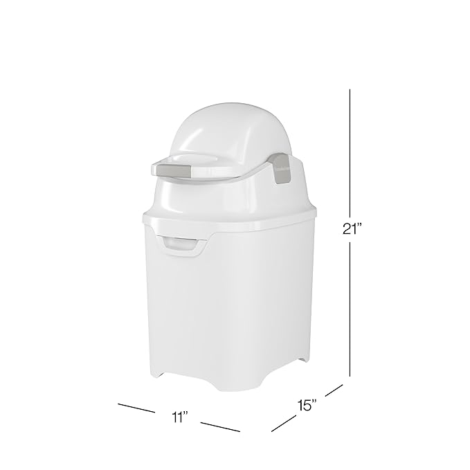 Foundations Mini Diaper Pail with Airtight Lid, Durable & Odorless Diaper Disposal, Large Capacity, Holds up to 30 Newborn Diapers, Refill with Any Bags, Baby Registry Gift - White