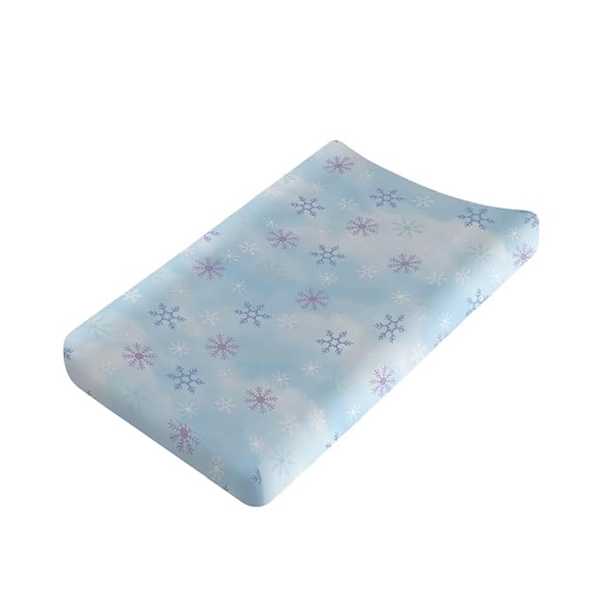 Snowflake Diaper Change Table Covers Fashion Soft Changing Pad Cover for Baby Breathable Diaper Pad Covers for Changing Table 16x32 Inch Gift for Holiday