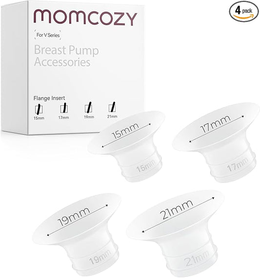 Momcozy Flange Insert 15/17/19/21mm Only for Momcozy V1 Pro/V2 Pro Breast Pump. Original V1 Pro/V2 Pro Breast Pump Replacement Accessories, 4PCS (15/17/19/21mm)