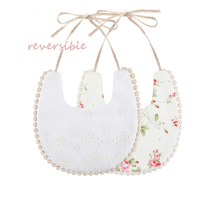 Baby Bib For Girls,Reversible Waterproof Handmade Natural Cotton Baby Drool Bib 0-12 months 4 Pack (floral mult-9, 0-12 months)