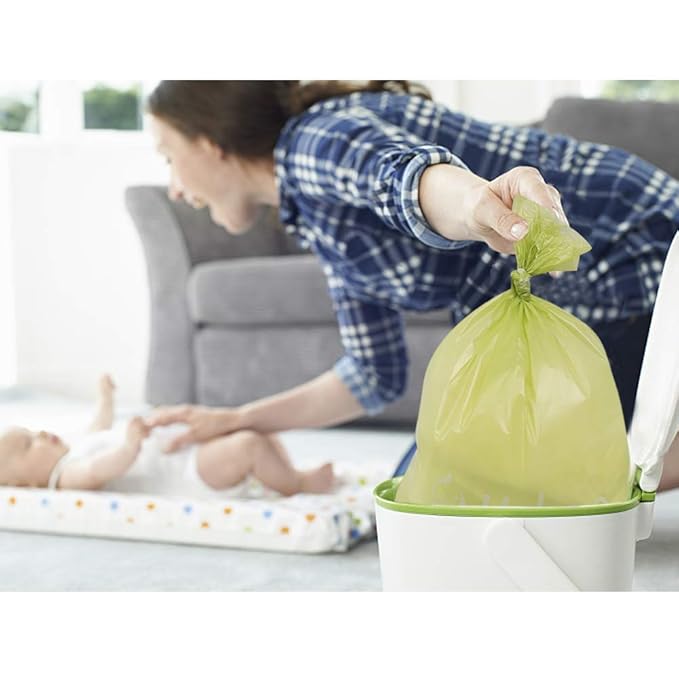 USBOO Baby Disposable Diaper Bags, Waste Bags 8 Refill Rolls/120 Bags with Dispenser, Convenient and Quick Diaper Disposal, Unscented