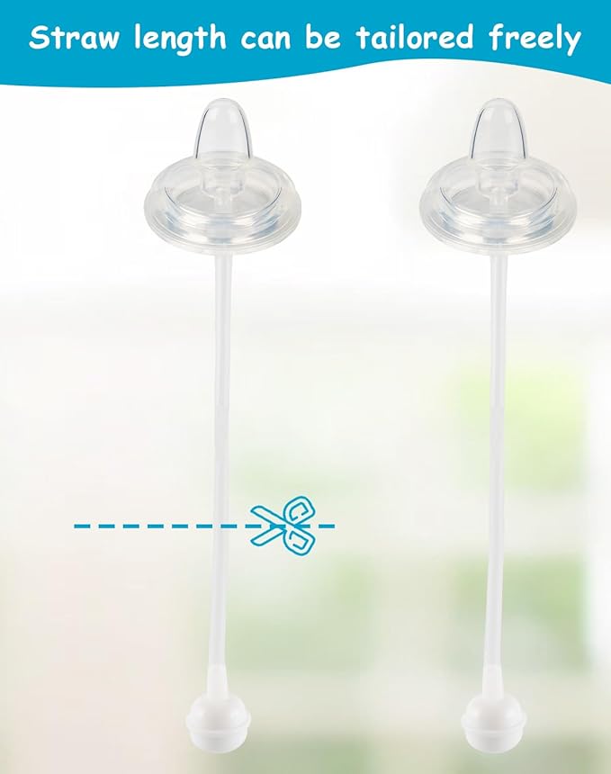 Sippy Cup Conversion Kit for Philips Avent Natural Baby Bottles, Weighted Straw Replacement Kit with Spout Nipples and Handle, 4-Pack， 6M+