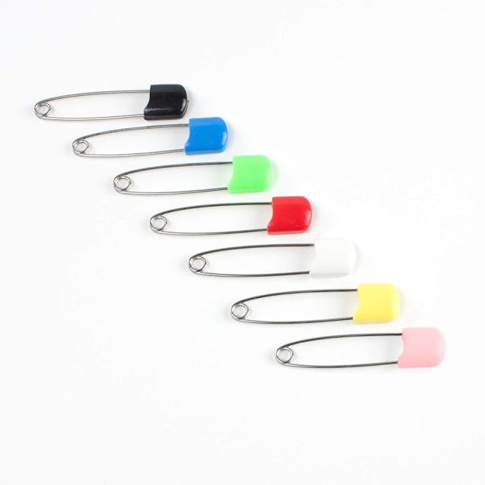 OsoCozy Diaper Pins - {Pink} - Sturdy, Stainless Steel Diaper Pins with Safe Locking Closures - Use for Special Events, Crafts or Colorful Laundry Pins , 8 Count (Pack of 1)