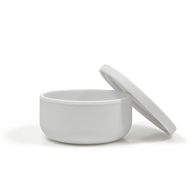 SILISNACK by Kushies Versatile on the Go Silicone Bowl/Snack/Food. Travel Storage Container for Babies and Toddlers. 100% Food Grade Silicone - Microwave, Dishwasher and Freezer Safe - Day Dream Grey