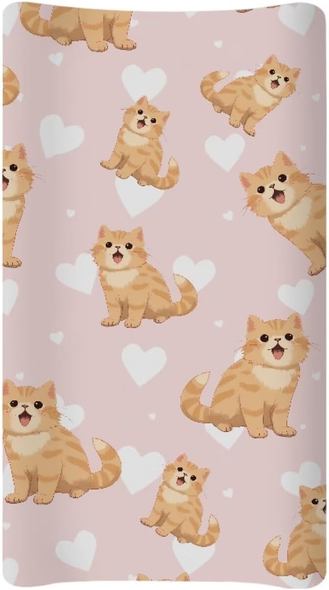 Cartoon Cats Changing Pad Cover for Baby Stretchy Changing Table Cover Breathable Diaper Changing Mat Cover Fit 32"x16" Contoured Pad