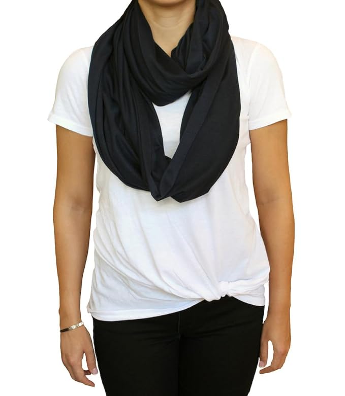 2 Pack Nursing Covers for Breastfeeding, Soft Infinity Scarf Shawl Cover Up - Lightweight, Breathable Privacy Nursing Wrap (Black, Heathered Grey)