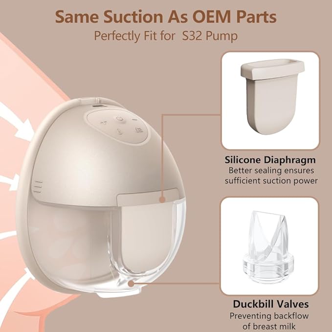 10pcs Breastpump Kits, 6pcs Duckbill Valves and 4pcs Silicone Diaphragms Compatible with eufy S1 Pro/S1/E10/E20 Pump, Replace for Lansinoh Discreet Duo/NCVI/NICEGREEN/Nuliie/Zooawa S32 Model Pump