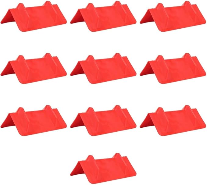 Mytee Products 10 Pack Red Flatbed Edge Protectors - 4"x4"x11" Plastic V Board Flatbed Corner Protectors for Cargo Loads & Tie Down Strap Guard - Fit 1 Strap Up to 4"