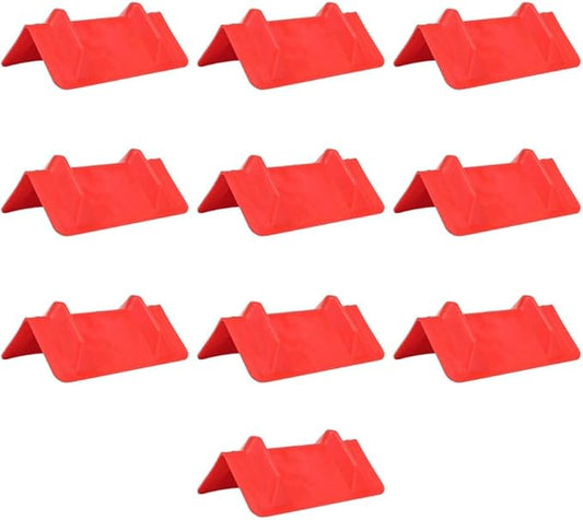 Mytee Products 10 Pack Red Flatbed Edge Protectors - 4"x4"x11" Plastic V Board Flatbed Corner Protectors for Cargo Loads & Tie Down Strap Guard - Fit 1 Strap Up to 4"