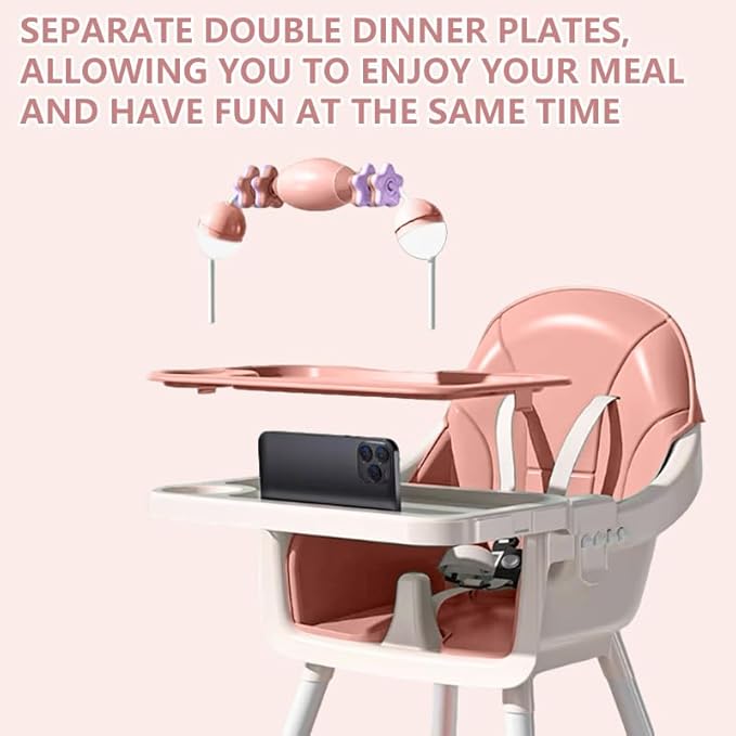 Portable High Chair,High Chairs for Babies and Toddlers,Multi-Use Easy Clean Baby High Chair with Lock Wheels, Comfortable Feeding and Place The Toy Storage Basket uuu