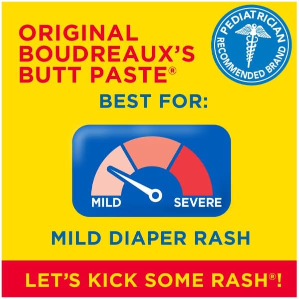 Boudreaux’s Butt Paste Diaper Rash Ointment, Baby Rash Cream Skin Protectant, Fast Relief for Diaper Rash, Soothing Barrier Cream, Original, 2 Ounce Tube (Pack of 6)