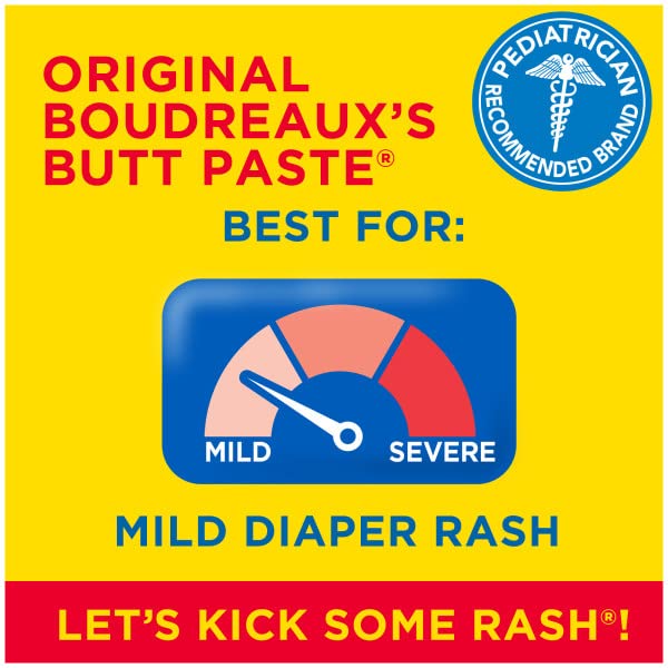 Boudreaux’s Butt Paste Diaper Rash Ointment, Baby Rash Cream Skin Protectant, Fast Relief for Diaper Rash, Soothing Barrier Cream, Original, 2 Ounce Tube (Pack of 2)