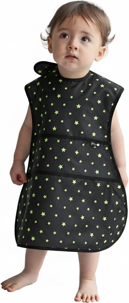 Plie Full Coverage Waterproof Feeding Bib for Toddlers – Extra Long Apron Bib for Mealtime, Self-Feeding, High Chairn
