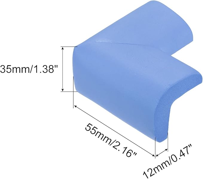 uxcell Corner Guards Edge Protectors, 4Pack Foam Safety Bumper L Shape, 55mm/2.16"(L) for Furniture Corner Table Edge Guard, Blue