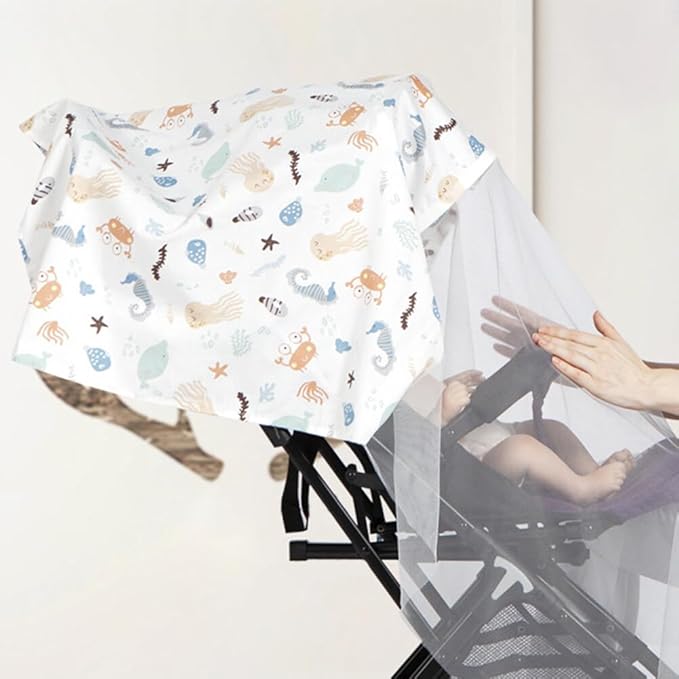 2 Pack Baby Nursing Cover with Wire Hoop Full Privacy Breastfeeding Cover Breathable Light Weight Breastfeeding Apron Cover Car Seat Canopy Summer Cotton Nursing Scarf with Adjustable Buckle
