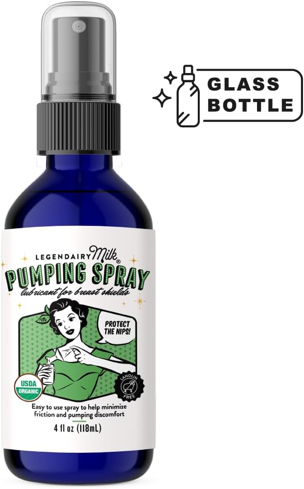 Legendairy Milk Pumping Spray 4 oz., Helps Sore Nipples & Clogged Ducts, Organic Lubricant for Breast Shields and Flanges, Vegan Breast Pump Spray, Natural & Lanolin-Free, Made in USA