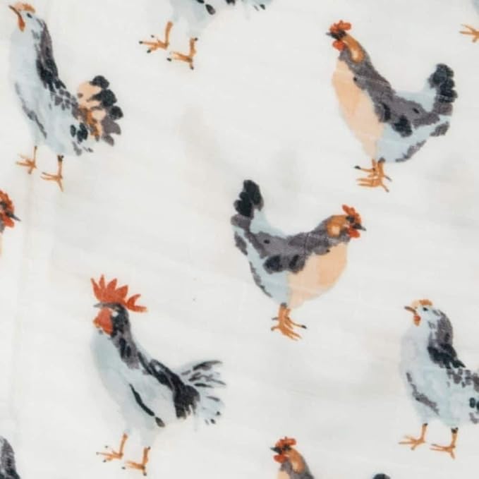 Milkbarn Baby Muslin Burp Cloths for Boys & Girls - Extra Large Washcloths 23" x 23", Pack of 2 - Soft & Absorbent 100% GOTS-Certified Organic Cotton - Burping Cloths for Babies (Chicken)