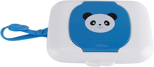 Baby Wipes Dispenser, Blue Panda Cartoon Baby Wet Tissue Box Cover, Baby Wipe Tissue Container with Sealing Design Lid