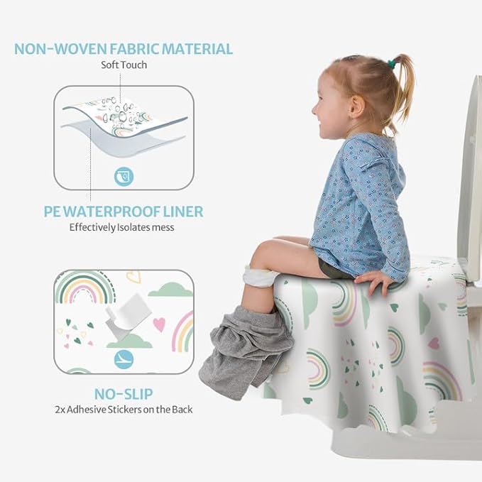 Blissful Diary 20 Pcs Toilet Seat Covers Disposable for Toddlers & Adults, Extra Large Waterproof, Portable Package for Travel, Kids Potty Training (Pack of 2)