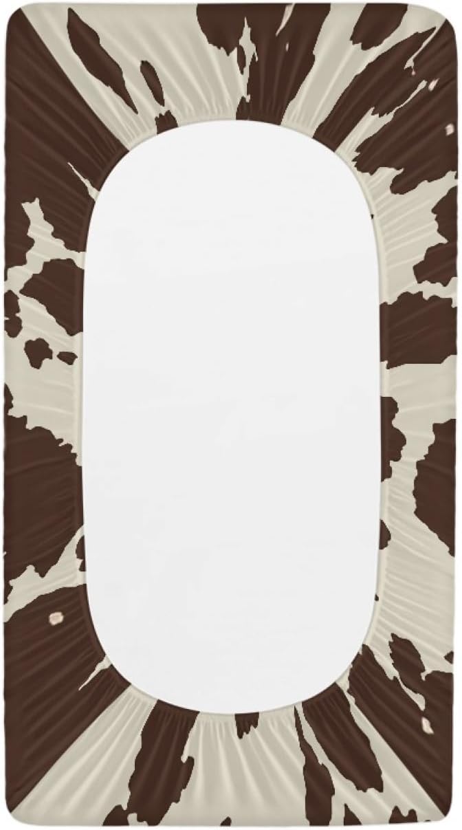 Wanyint Cows Print Stretchy Changing Pad Covers Ultra Soft Breathable Diaper Changing Table Cover for Baby Boys Girls,Fit Standard 16 x 32 Inch Changing Mats