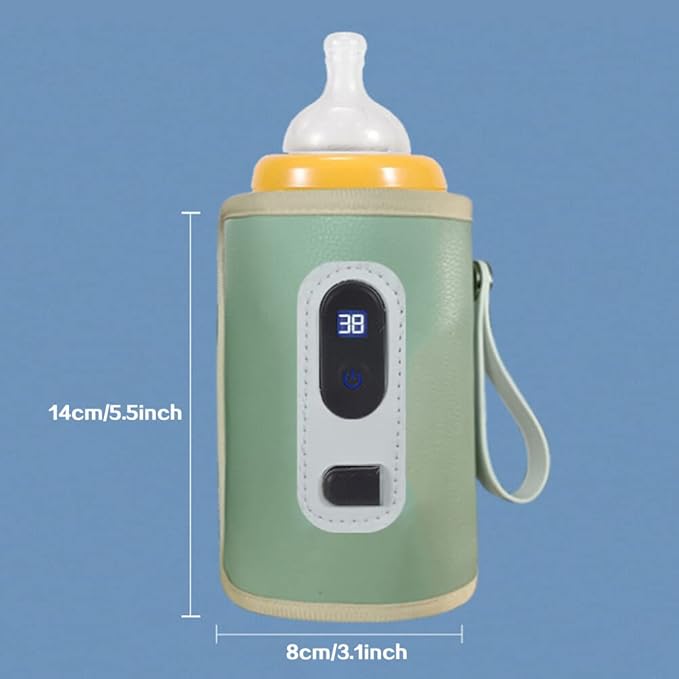 USB Milk Warmer Bag, Portable Bottle Warmer with Temperature Display for Travel Camping, 5 Temperature Adjustable Portable Baby Bottle Warmer